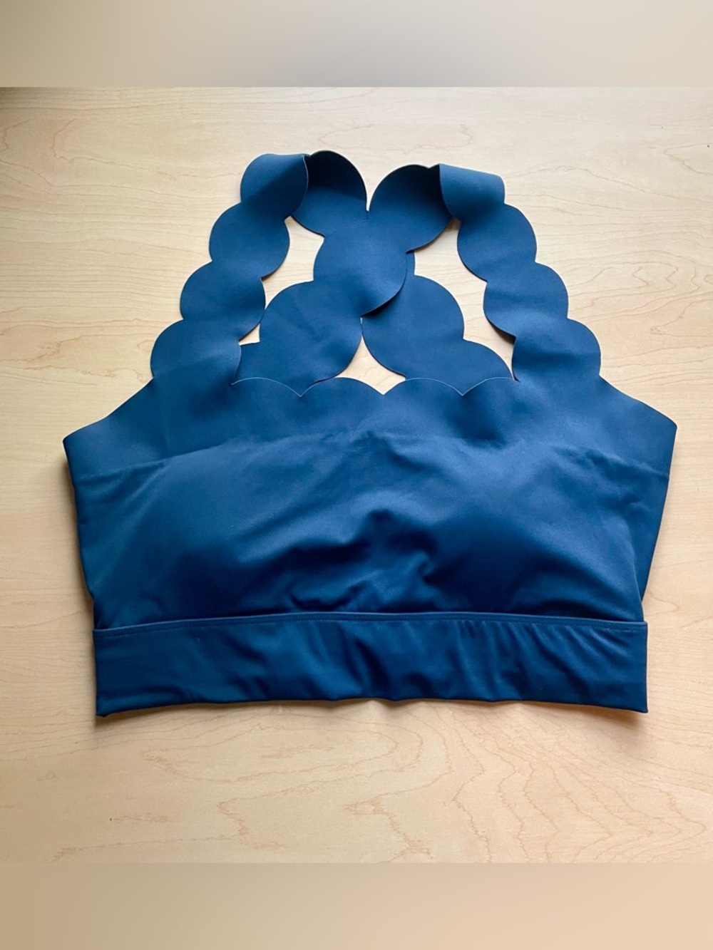 Navy scalloped sports bra